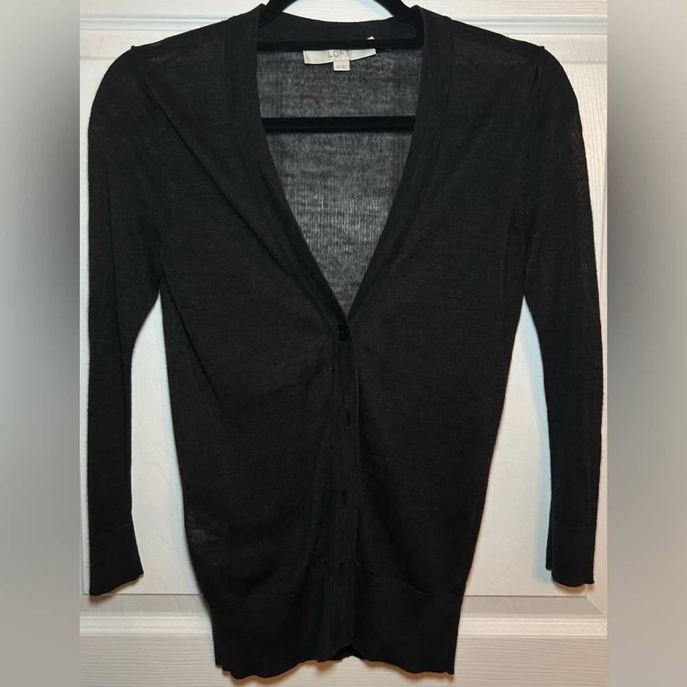 Ann Taylor LOFT Cardigan Sweater- Dark Grey/Black Size X-Small